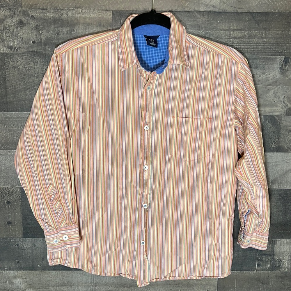 Orange Striped Button Down Long Sleeve Shirt From Gap Kids
